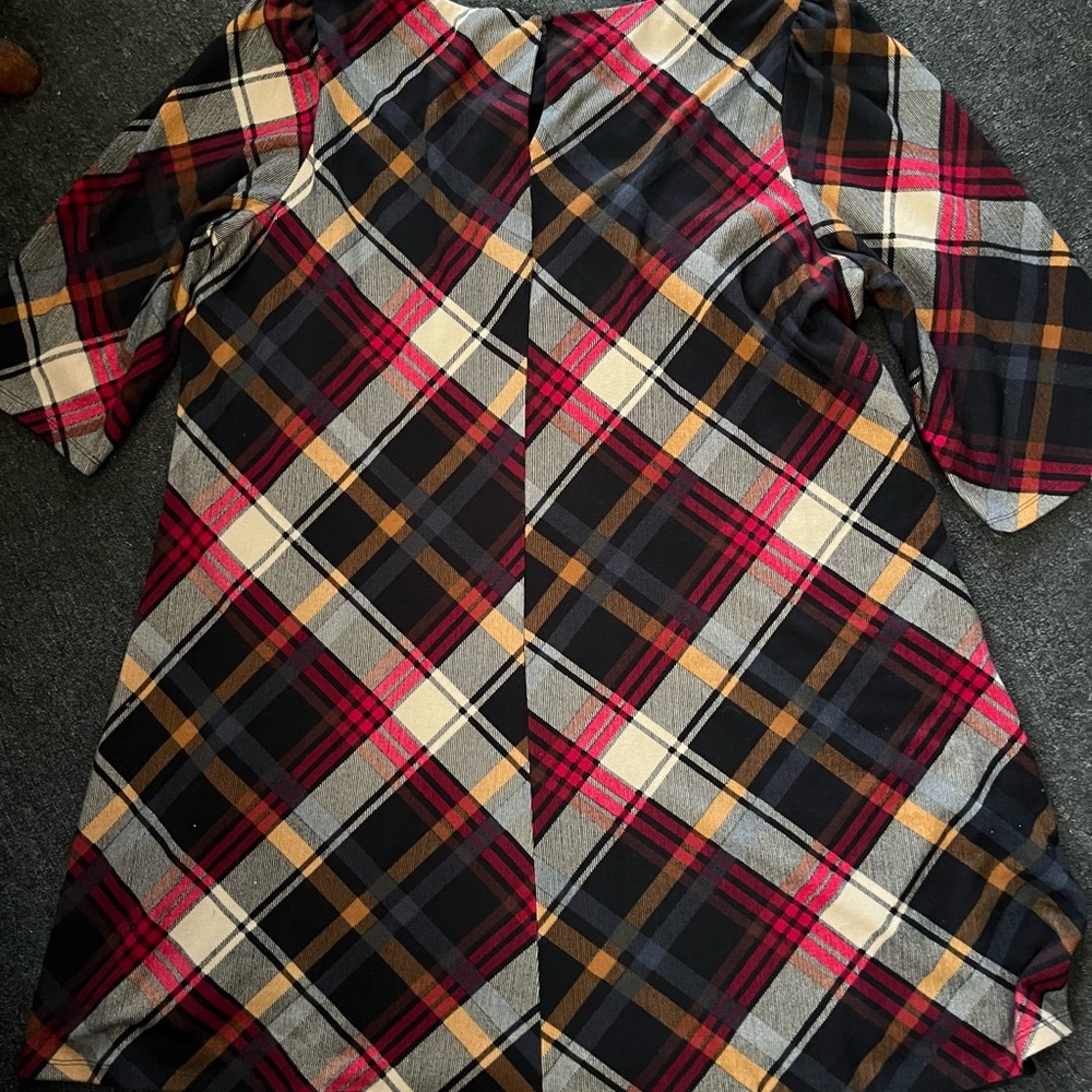 Plaid Dress with Bold Red & Mustard Checks